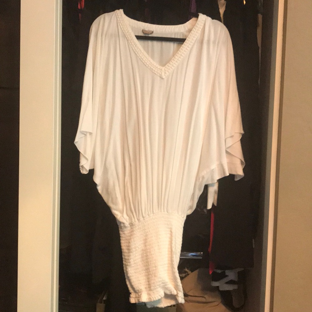 White rousched Dress